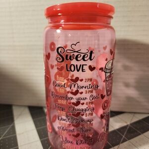 Sweet Love Pink Plastic Tumbler, 16oz, Handmade